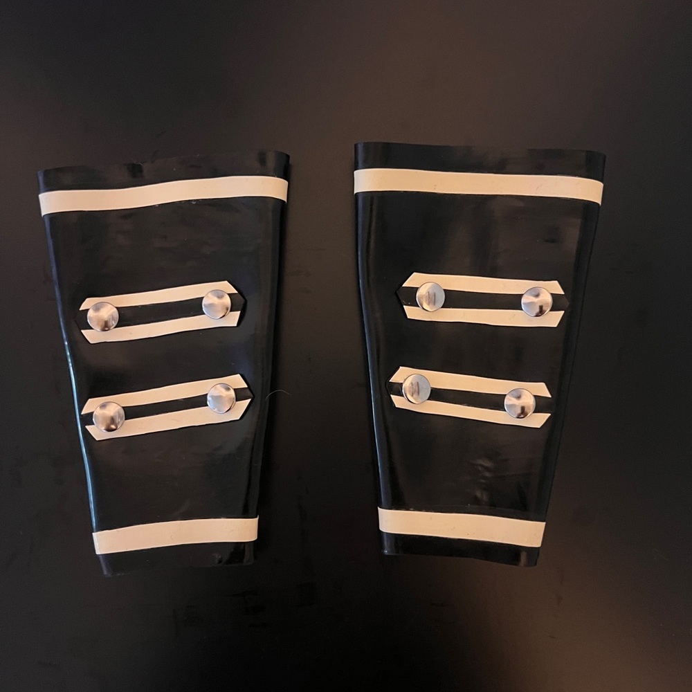 Black & Cream Latex Guantlets with removable detail by Seal Wear